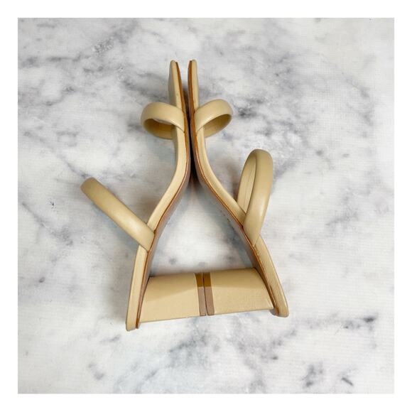 Schutz Ully Lo Beige Double Strap Leather Slide Heeled Sandals - Picture 9 of 11